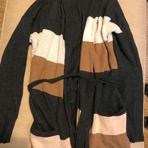 Striped Knit Cardigan with Pockets